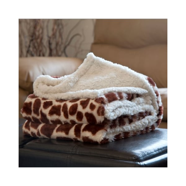Hastings Home Fleece Sherpa Blanket Throw - Giraffe 468666ZTX - main